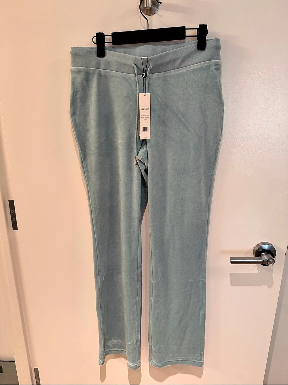 Y2K Juicy Couture OG Big Bling Velour Track Pants Blue Medium